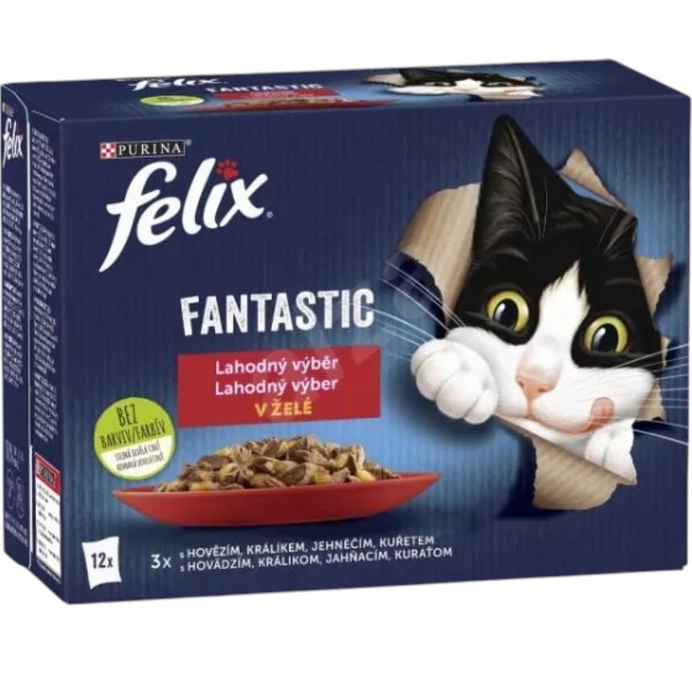 Felix 12x85g Fantastic kuře, hovězí, králík, jehněčí v želé