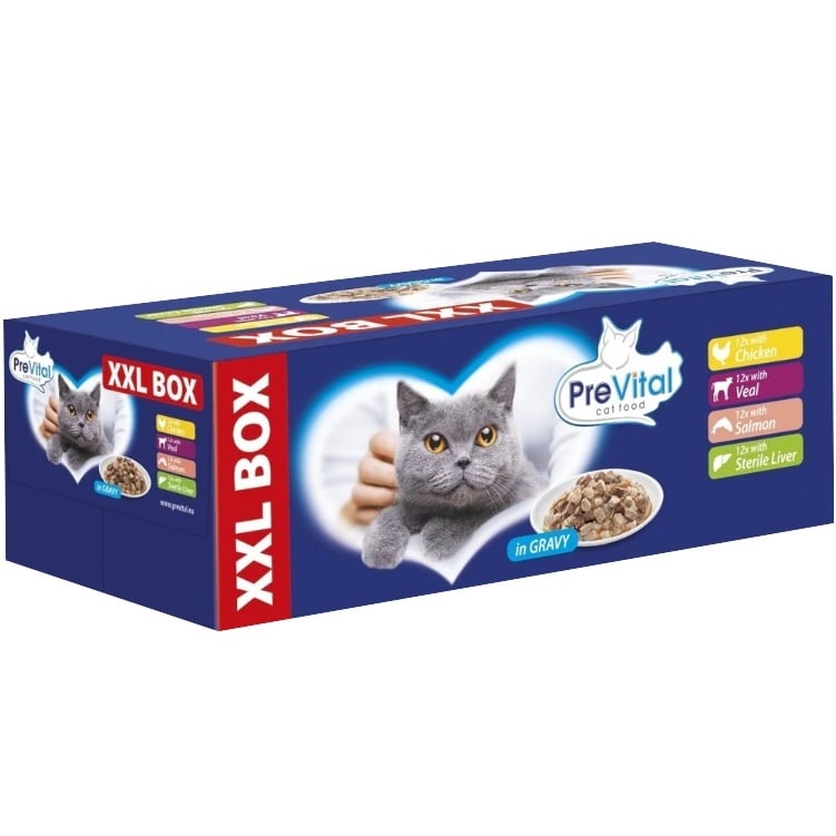 Prevital kapsičky 48x100g kuřecí, hovězí, losos, sterilní játra