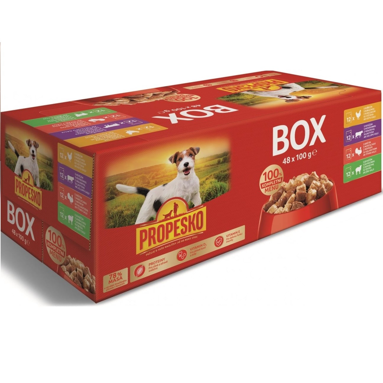 Propesko kapsička psi 48x100g kuřecí, hovězí, krůta, jehně