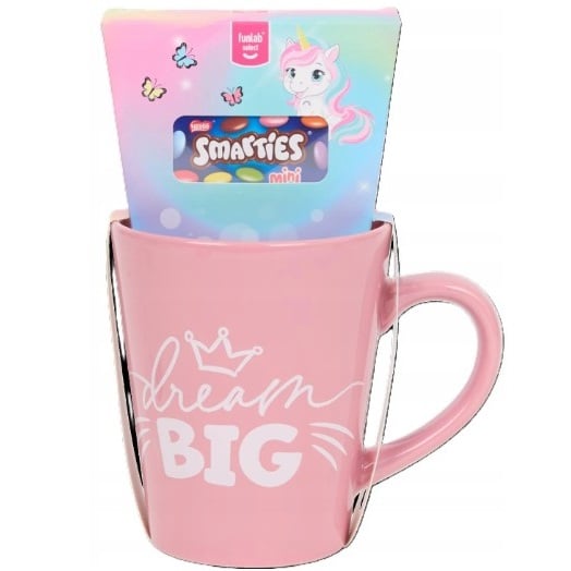 Hrnek Dream Big s mléčnou čokoládou a bonbony Smarties Pink