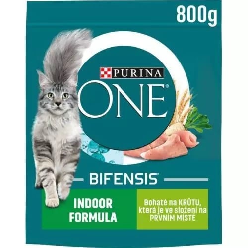 Purina One pro kočky 800g Indoor s krůtím