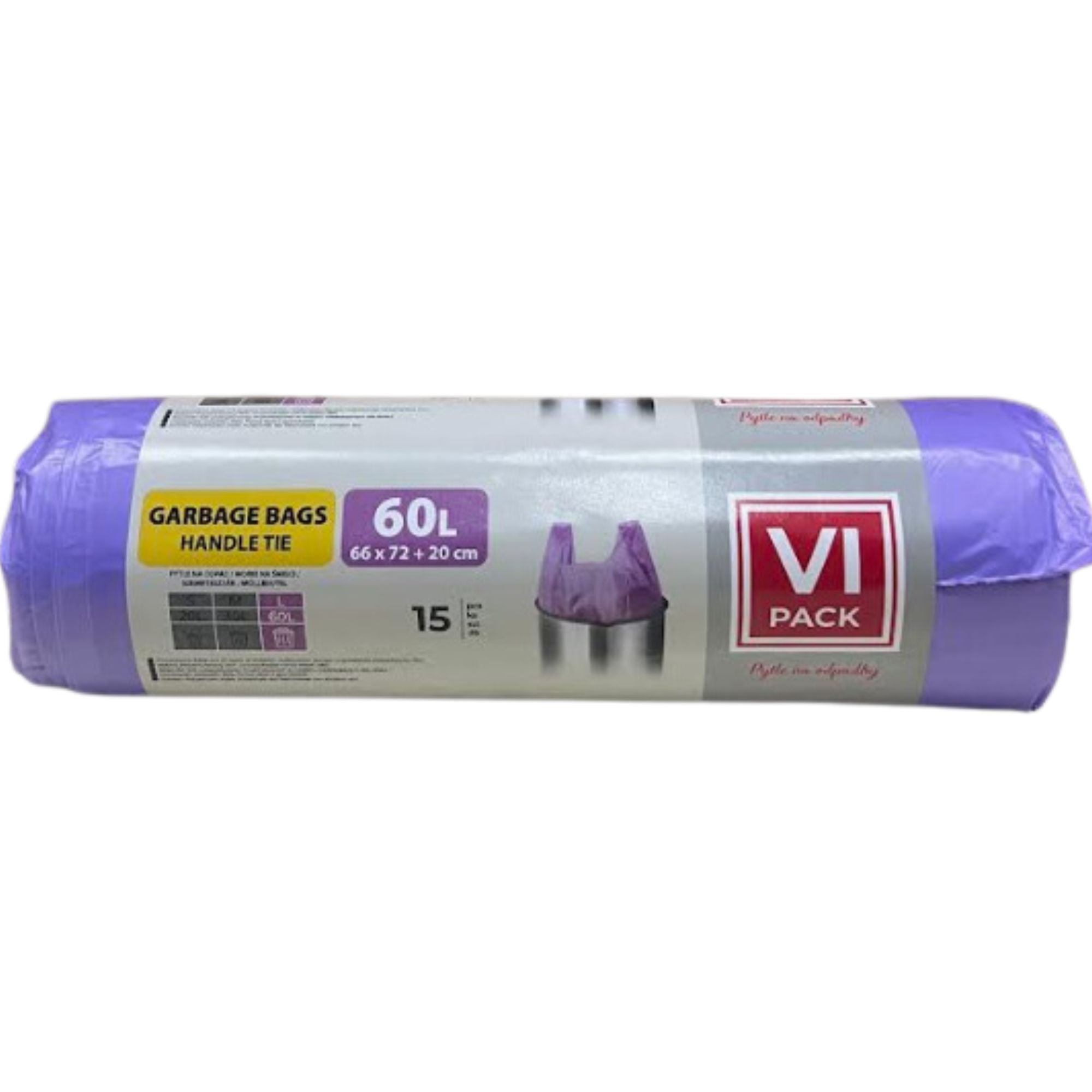 Sáčky VI Pack s uchem 60L fialový 15ks/roll