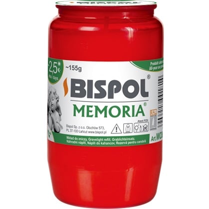 Bispol svíčka hřbitovní Memoria WO3 2,5-dní červený 155g