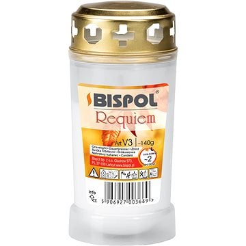 Bispol svíčka hřbitovní REQUIEM V3 bílý 140g