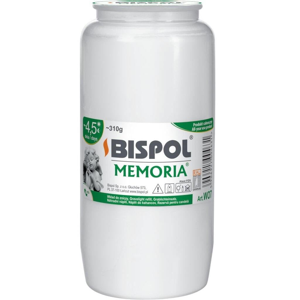 Bispol svíčka hřbitovní Memoria WO7 4,5-dní bílý 310g