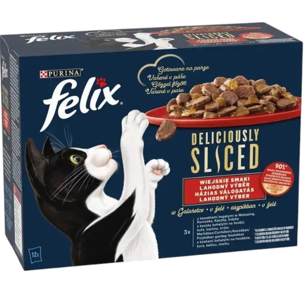 Felix 12x85g Deliciously Sliced hovězí, kuře, kachna, krůta
