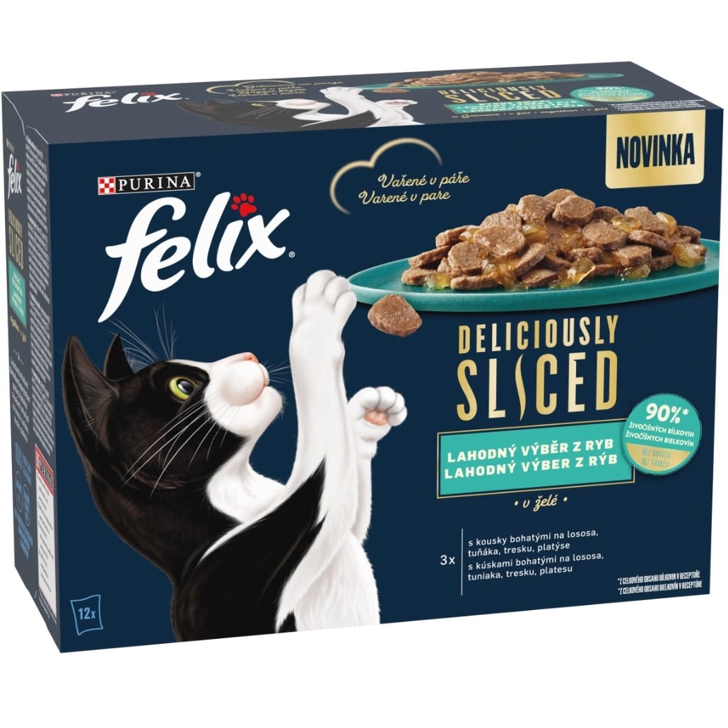 Felix 12x85g Deliciously Sliced - Lahodný výběr z ryb v želé