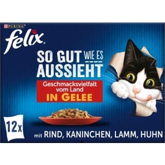 Felix 12x85g Mix příchutí - Hovězí, králičí, jehněčí, kuřecí