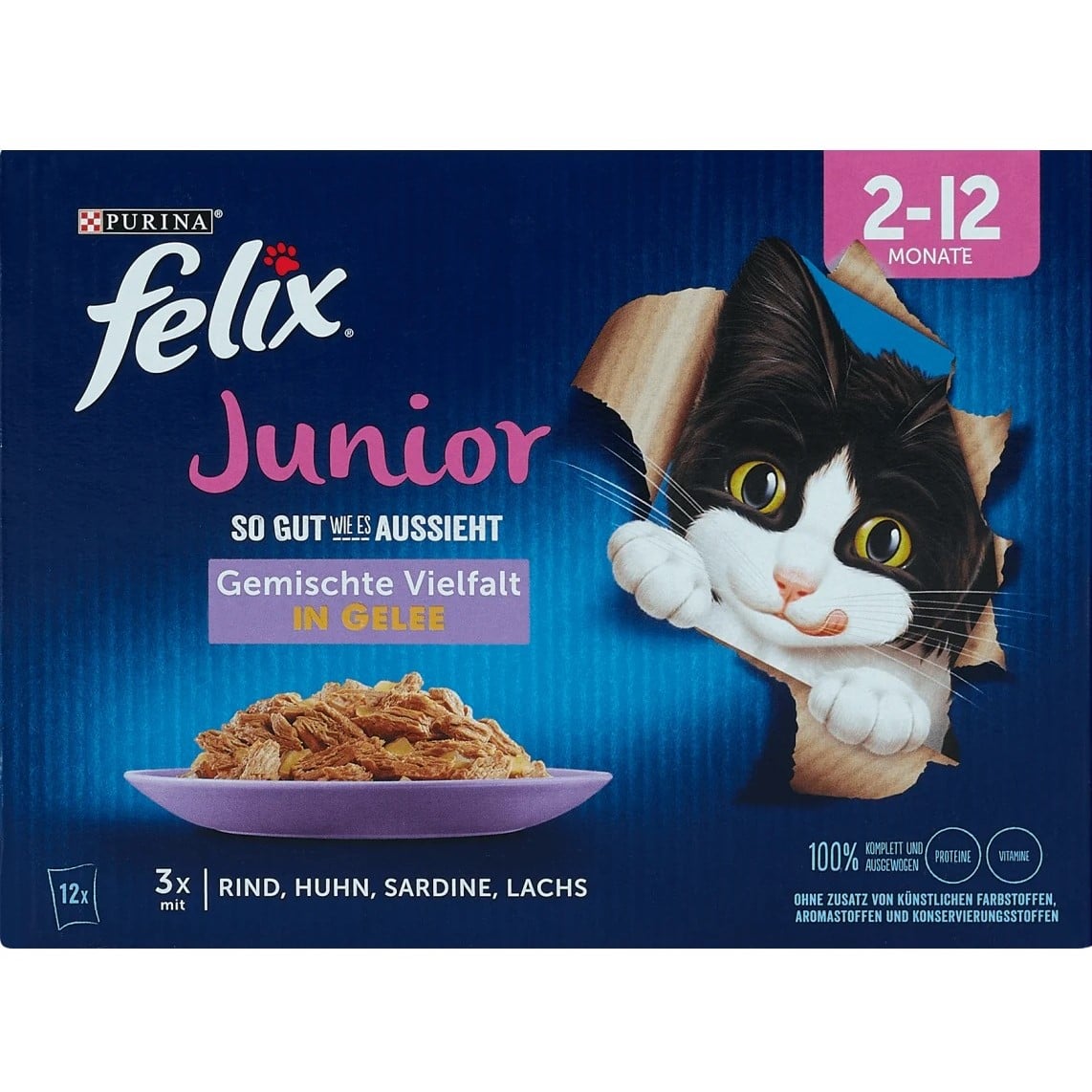 Felix 12x85g Juninor - Kuřecí, hovězí, losos, sardinky