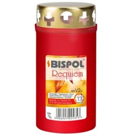 Bispol svíčka hřbitovní REQUIEM V2 1,5-dní 90g červený