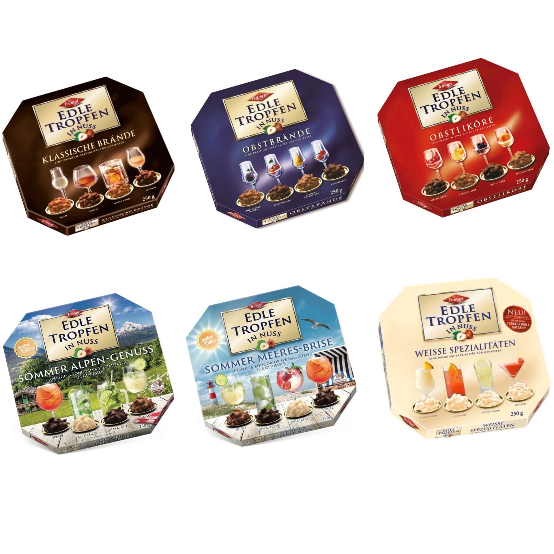 Edle Tropfen in Nuss 250g (mix příchutí)