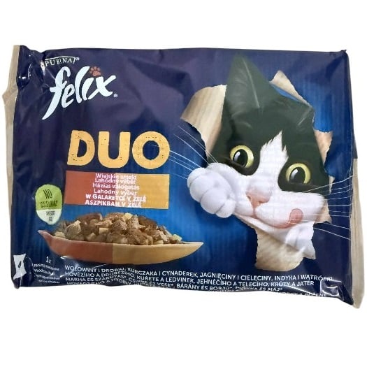 Felix 4x85g Duo Hovězí, kuře, jehněčí, krůta