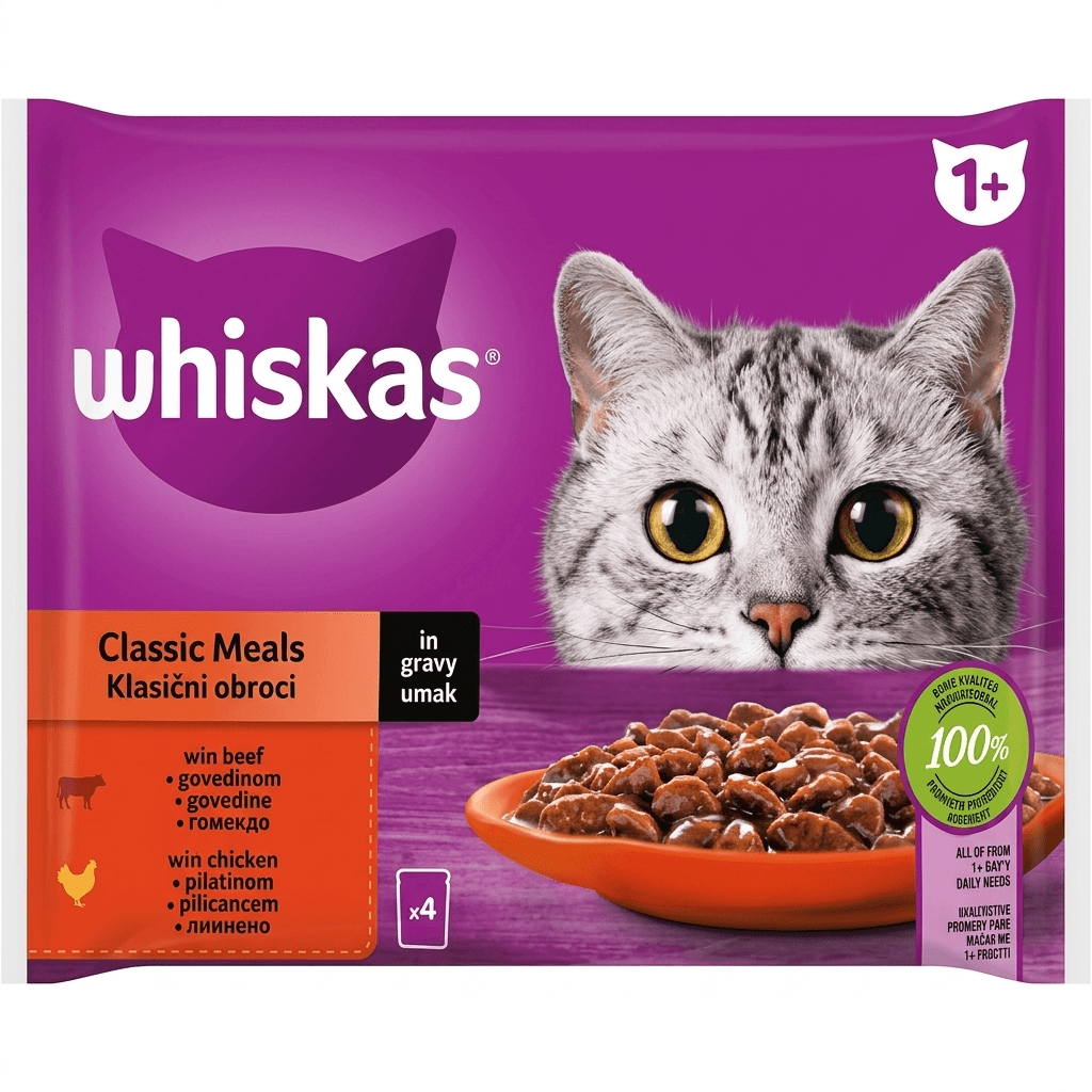 Whiskas kapsička 4x85g Pure Delight - Hovězí a Kuřecí