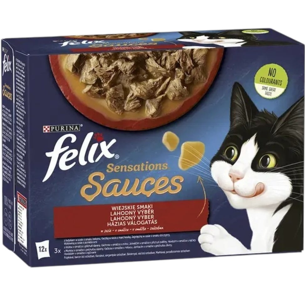 Felix 12x85g Sensations Sauces hovězí, jehněčí, krůta, kachna