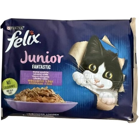 Felix 4x85g Junior Fantastic Hovězí, kuřecí, losos, tuňák