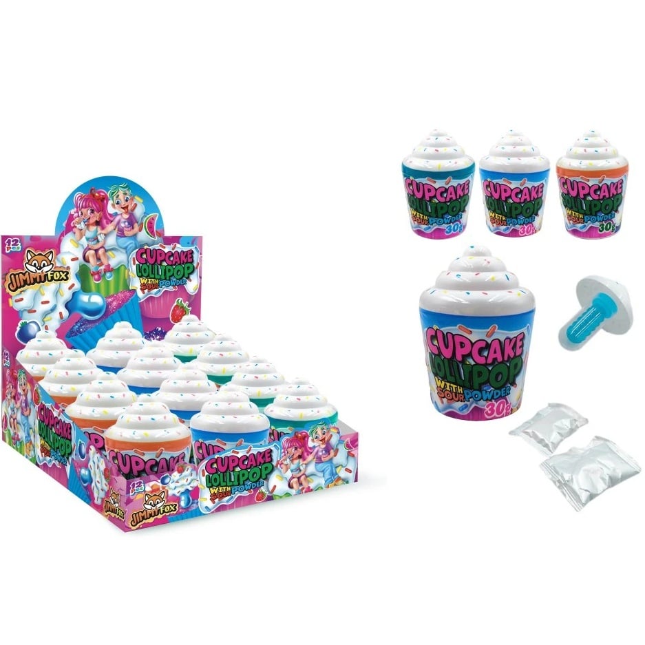 Lízátka Cupcake+Sour Powder 30g