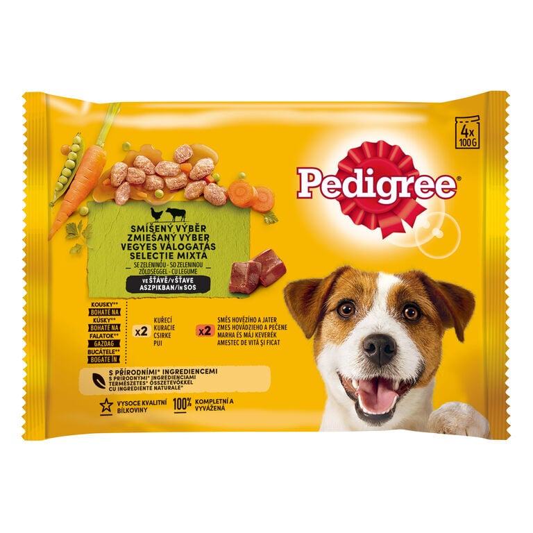 Pedigree 4x100g Kuřecí & Hovězí se zel. ve šťávě