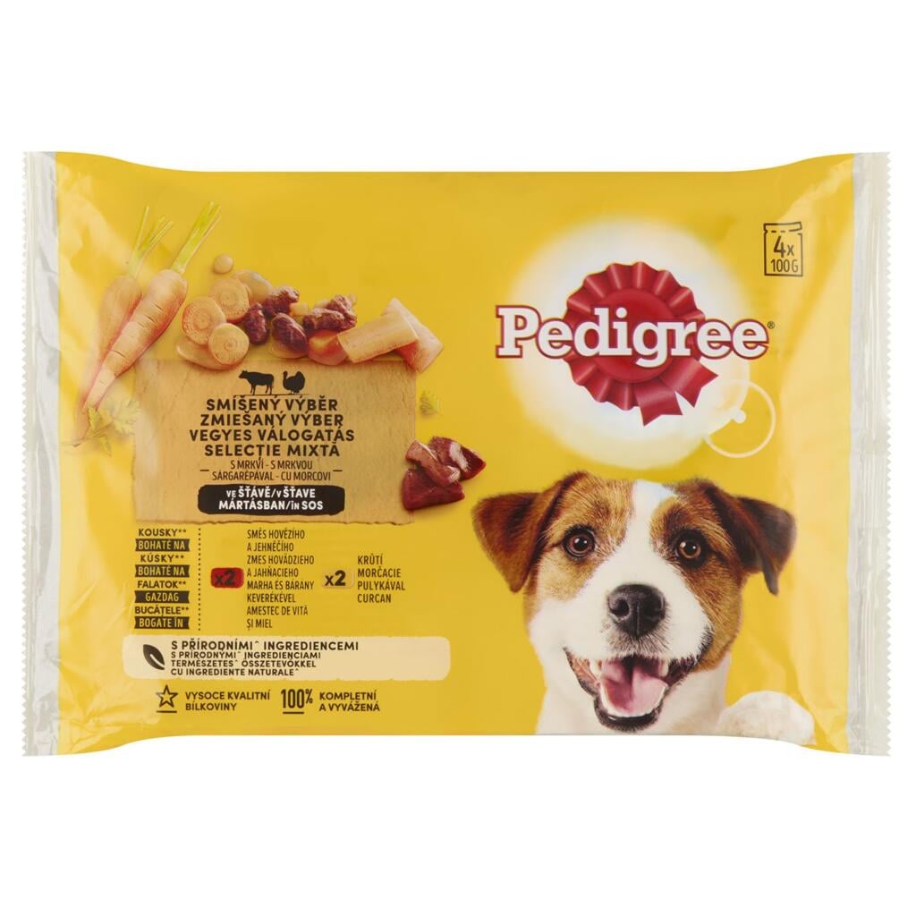 Pedigree 4x100g Hovězím a Jehněčím ve šťávě