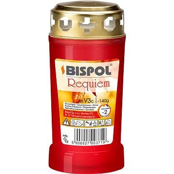 Bispol svíčka hřbitovní REQUIEM V3 červený 140g