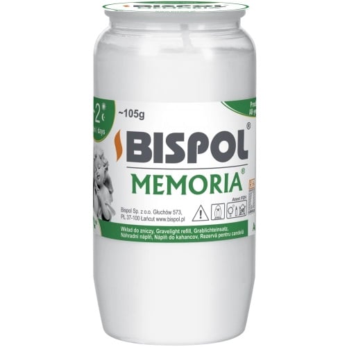 Bispol svíčka hřbitovní Memoria WO2 2-dní bílý 105g