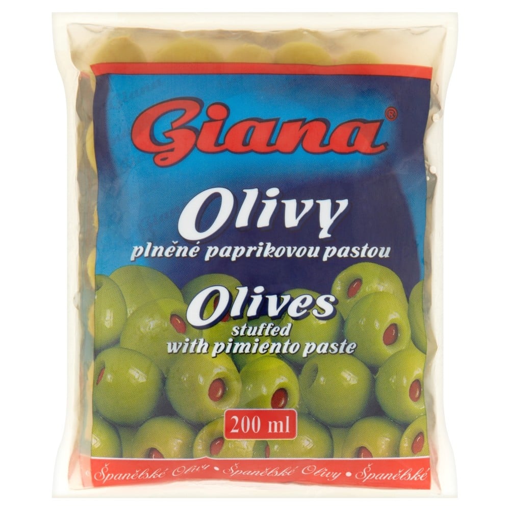 Giana Olivy zelené plněné paprikou 195g