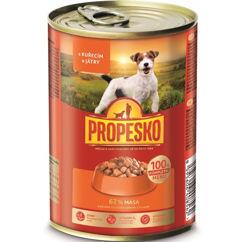 Propesko psi 415g Kuřecím a játry
