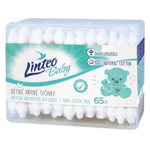 Vatové tyčinky LINTEO Baby 65ks krabička