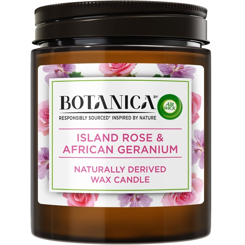 Air Wick svíčka Botanica 205g Island Rose & African Geranium