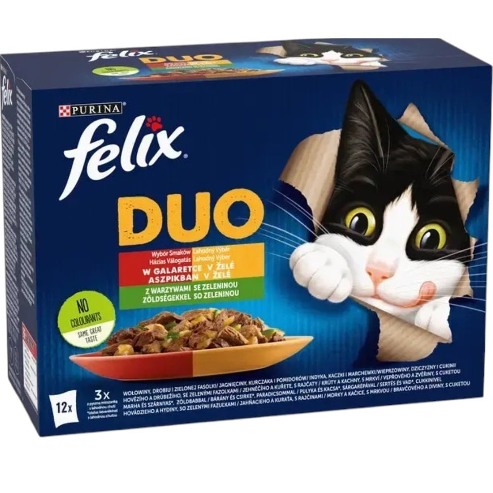Felix 12x85g Duo Hovězí, kuře, jehněčí, krůta