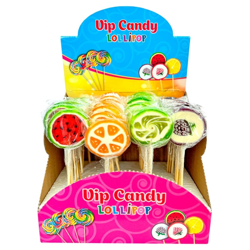 Lízatka VIP Candy Lollipop Fruit 23g