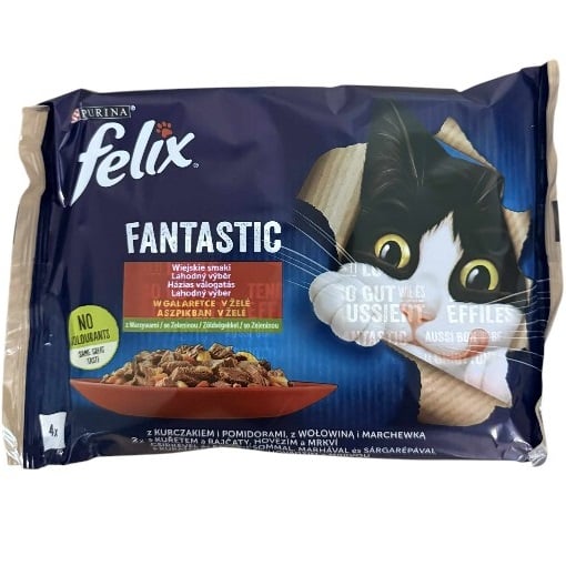 Felix 4x85g Fantastic Kuřetem, rajčaty, hovězí, mrkev