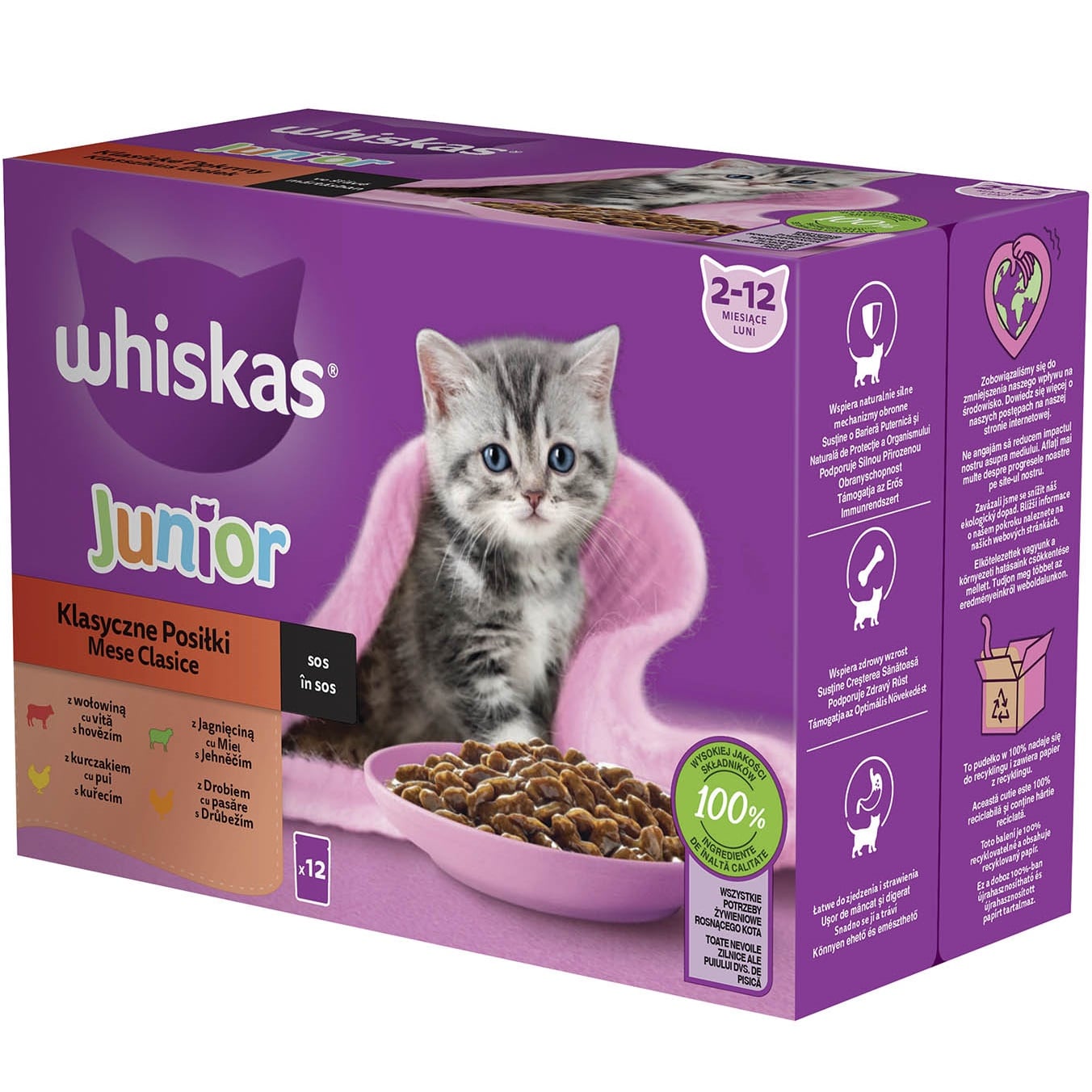 Whiskas kapsička 12x85g Junior mixovaný výběr ve šťávě